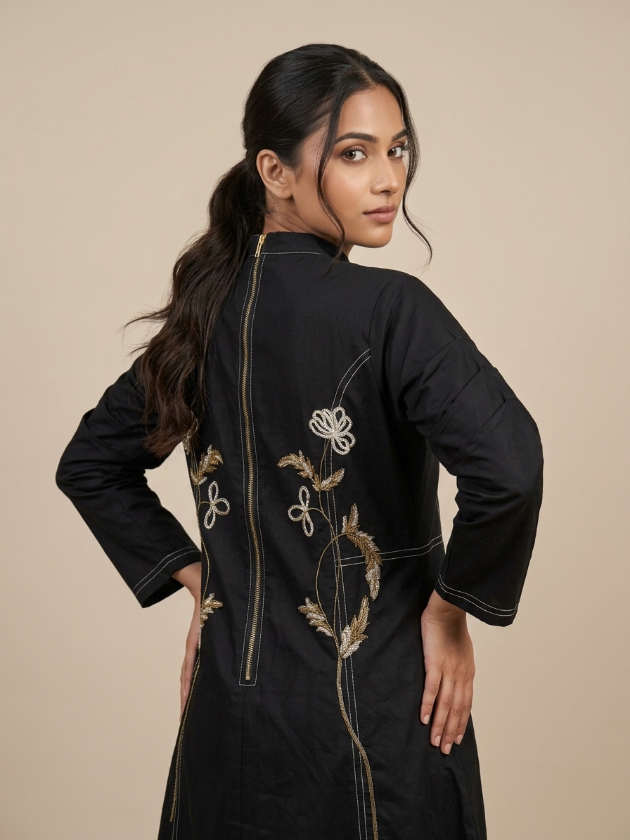 Midnight Bloom Zip Tunic